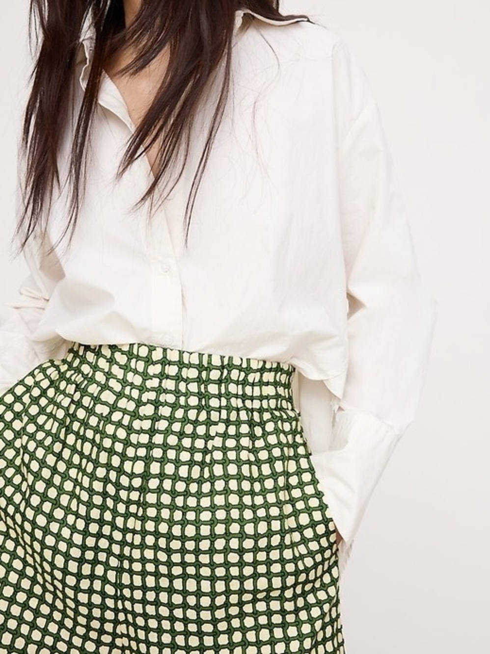 Banana Republic Green Geometric Textured Wide Leg Culotte Pants M